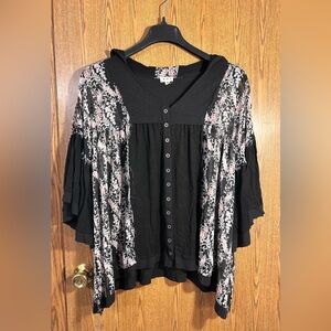 POL Flora Breeze Fringed Thin Lightweight Hoodie